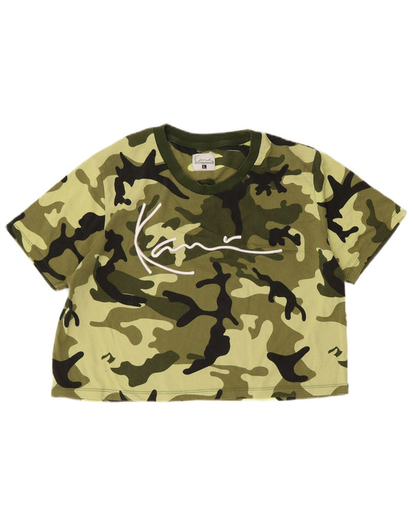 Karl Kani T-shirt court graphique pour femme UK 16 Grand camouflage vert