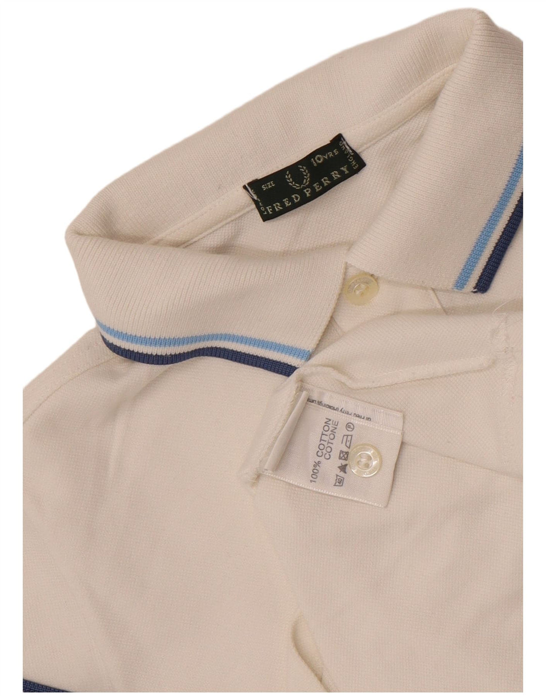 Fred Perry Polo Garçon 9-10 ans Blanc Rayé Coton