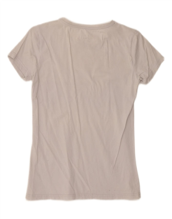 ASICS Womens Graphic T-Shirt Top UK 12 Medium White Cotton Vintage Asics and Second-Hand Asics from Messina Hembry 