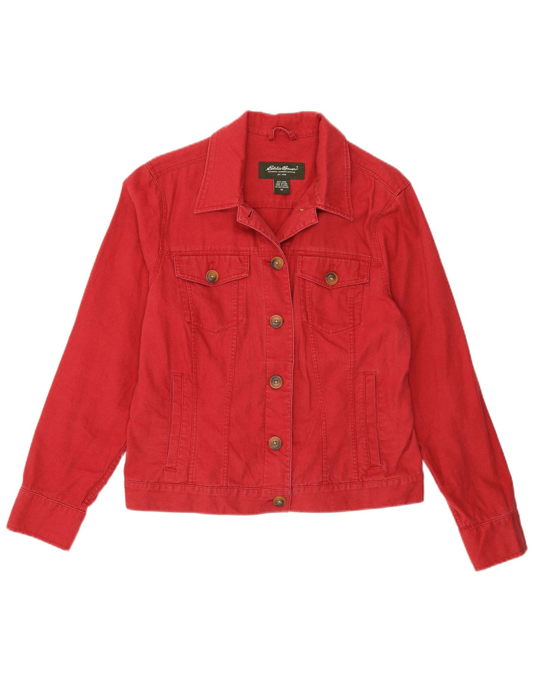 Eddie Bauer Veste Bomber Femme UK 14 Lin Rouge Moyen