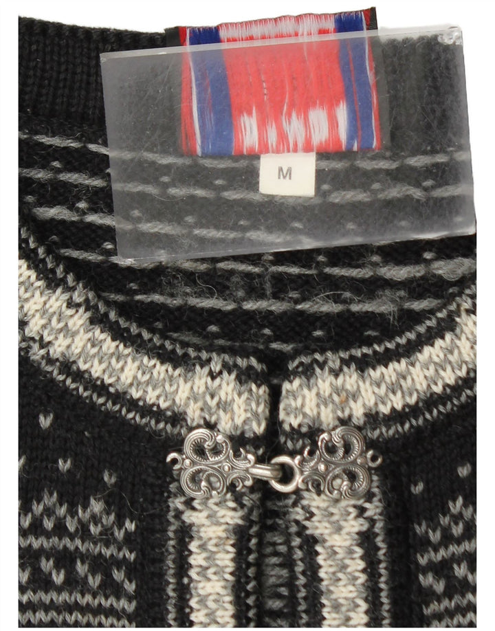 Norwool Cardigan pour homme en laine vierge Fair Isle Noir moyen