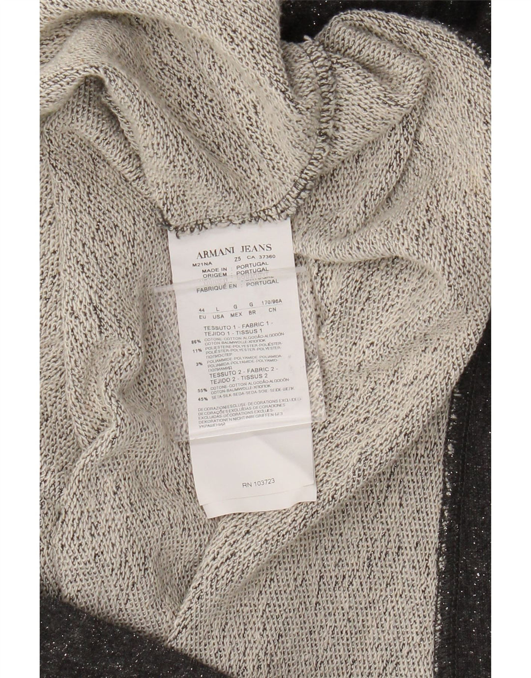 Armani Jeans Sweat Femme Pull EU 44 XL Gris Coton
