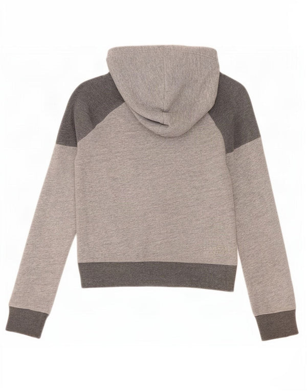 Abercrombie & Fitch Pull à capuche zippé pour femme UK 10 Small Gris Colourblock