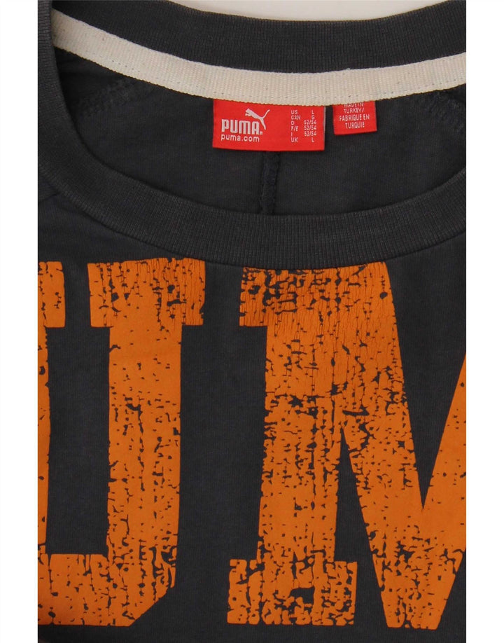 Puma Haut graphique à manches longues pour hommes, grand coton gris