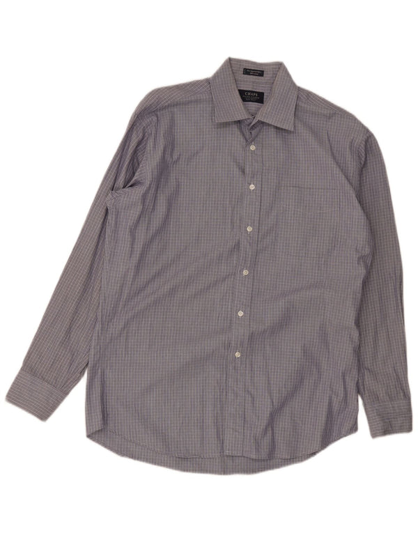 Chaps Ralph Lauren Chemise habillée pour homme Taille 16 1/2 Grand coton à carreaux bleus