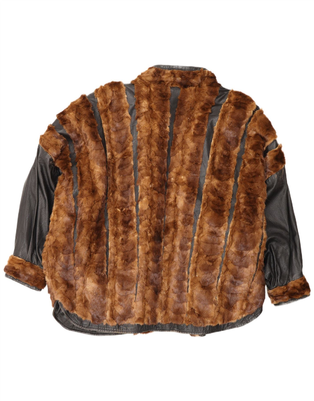 veste réversible surdimensionnée en cuir femme vintage UK 20 2XL Marron