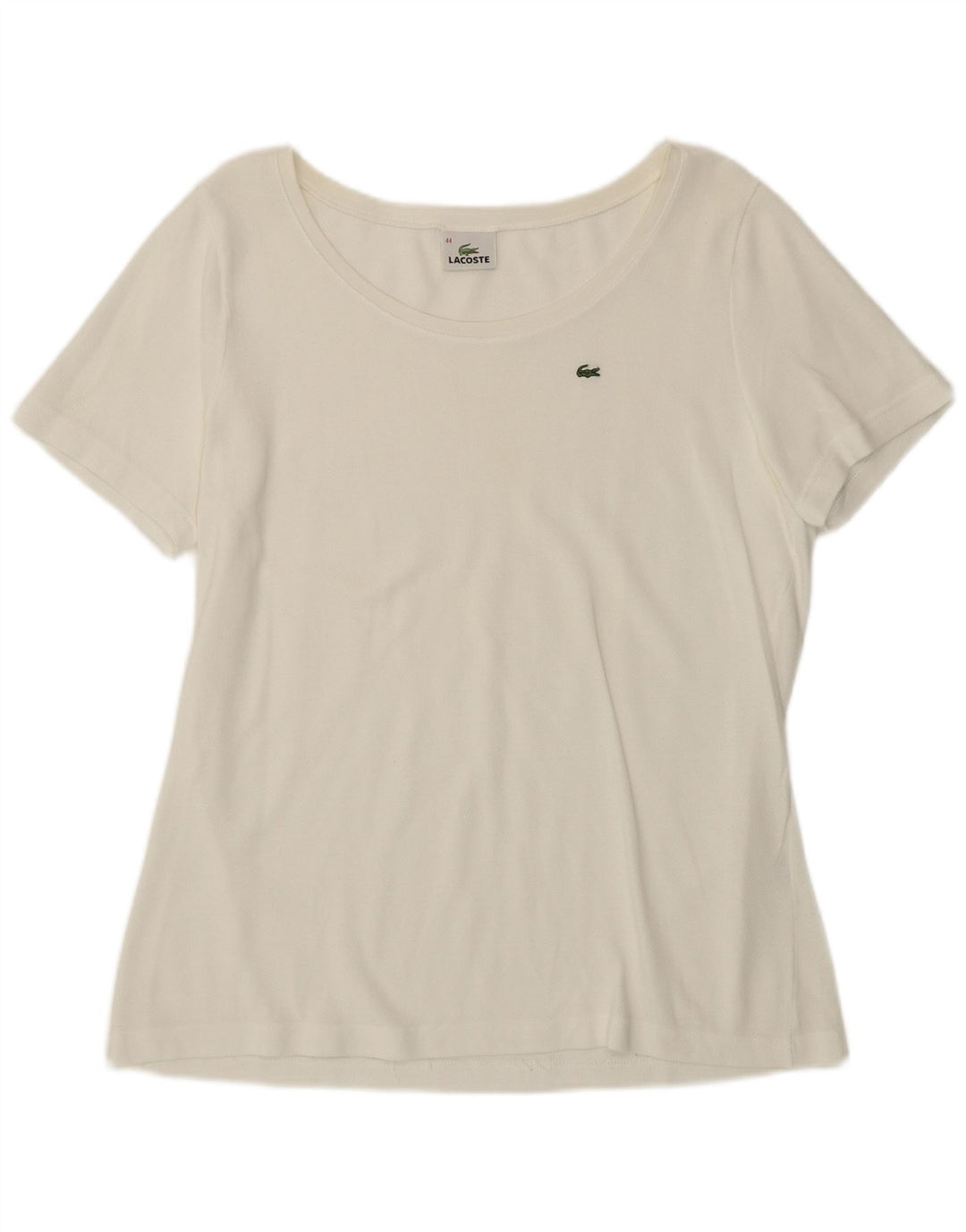 Lacoste T-Shirt Femme Top Taille 44 Grand Coton Blanc
