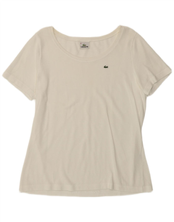 Lacoste T-Shirt Femme Top Taille 44 Grand Coton Blanc