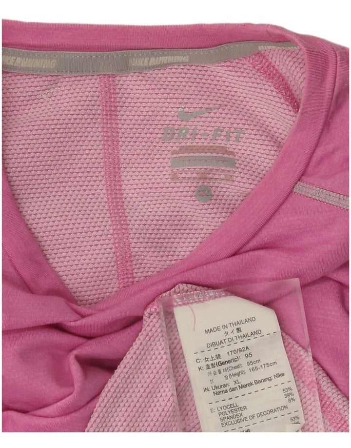 NIKE Haut Dri Fit à manches longues pour femme UK 18 XL Rose Lyocell
