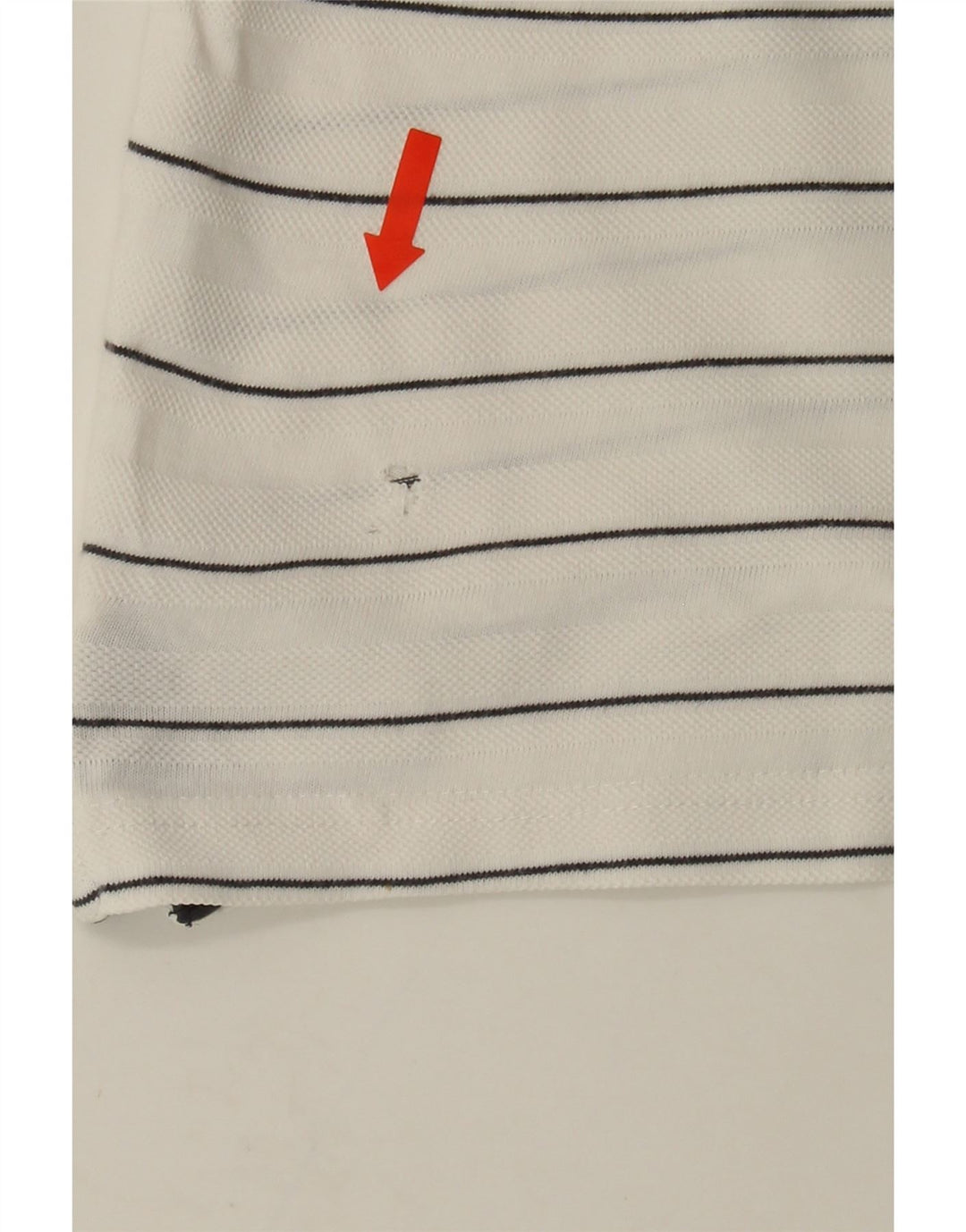 CHAMPION Mens Polo Shirt Large White Striped Vintage Champion and Second-Hand Champion from Messina Hembry 