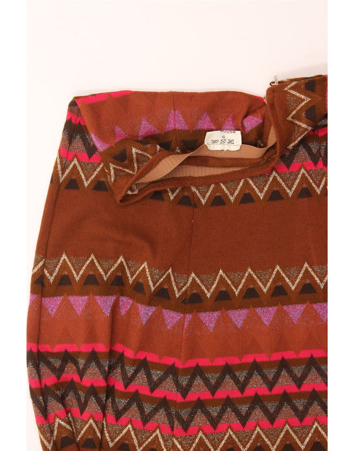 VINTAGE Jupe Maxi Évasée Femme IT 42 Moyen W30 Géométrique Multicolore