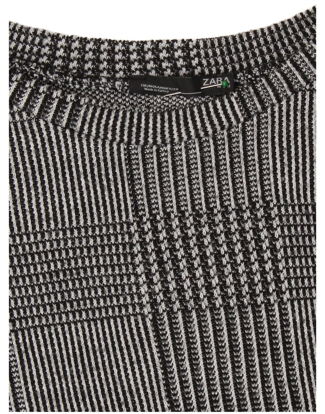 Zara Femme Top Manches Longues UK 44 Gris Moyen Pied-de-Poule Polyester