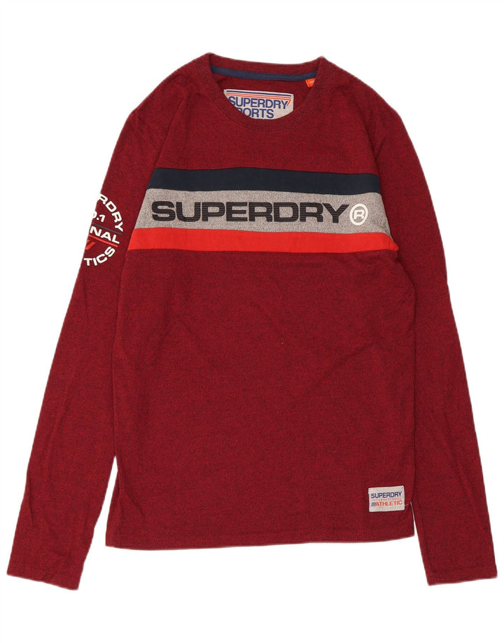 SUPERDRY Haut graphique à manches longues pour homme en coton moucheté petit marron