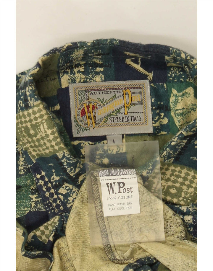 Chemise Homme Vintage Grand Coton Patchwork Vert