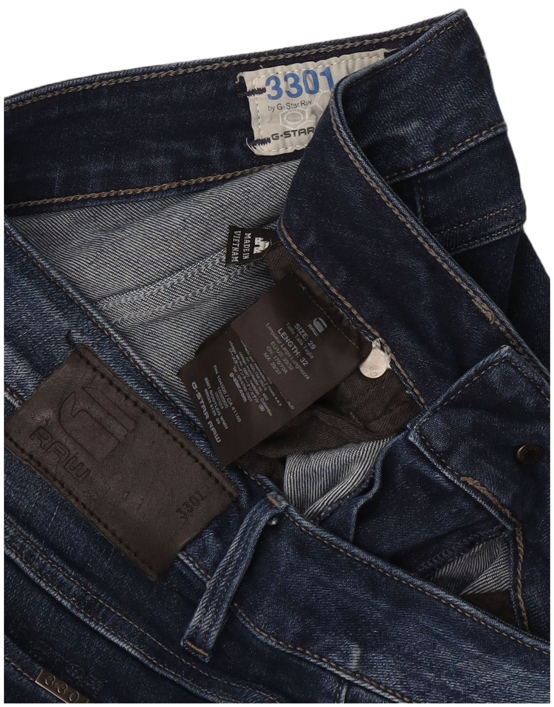 G-Star Femme 3301 Jean Évasé W29 L32 Bleu Marine Coton