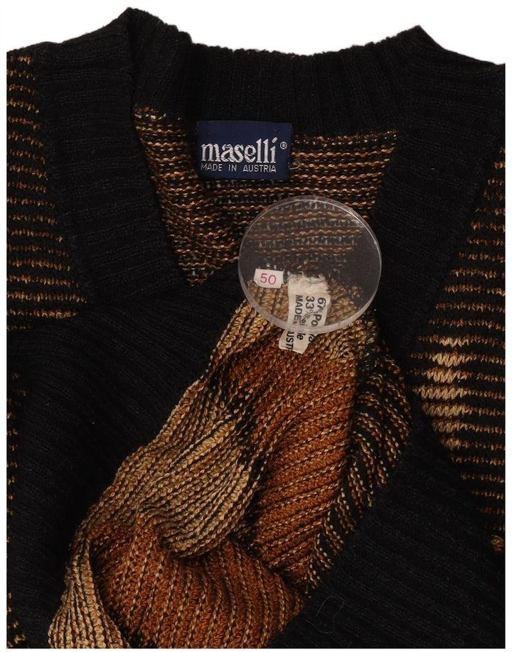 Maselli Pull col V pour homme EU 50 Marron moyen Argyle/Diamant