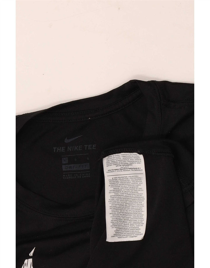 Nike Womens Dri Fit Regular Graphic T-Shirt Top UK 16 Large Noir Polyester
