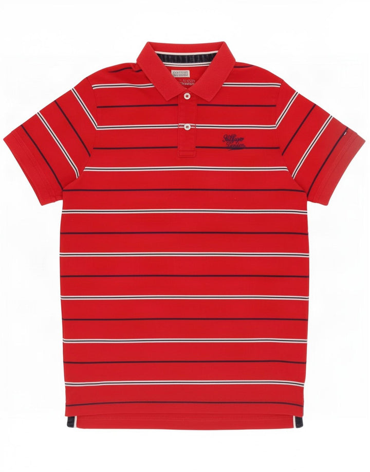 Tommy Hilfiger Polo Homme Rayé Rouge Moyen