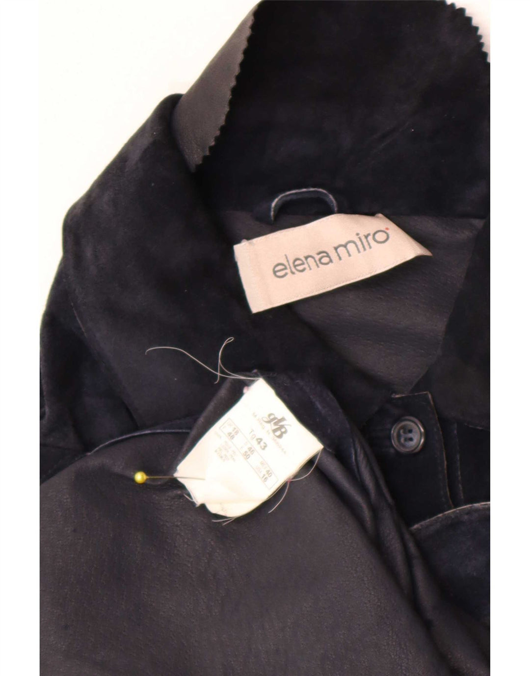 ELENA MIRO Veste en daim pour femme UK 18 XL Cuir bleu marine