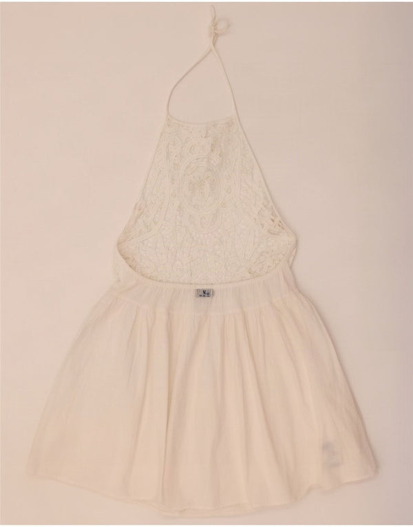 Topshop Robe dos nu pour femme UK 12 en coton blanc moyen