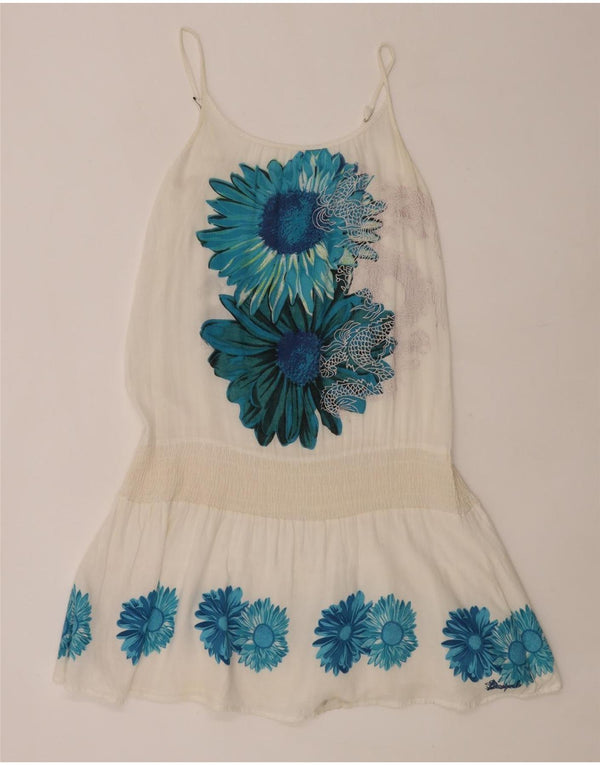 Desigual Robe de plage pour femme UK 10 Petit motif floral blanc