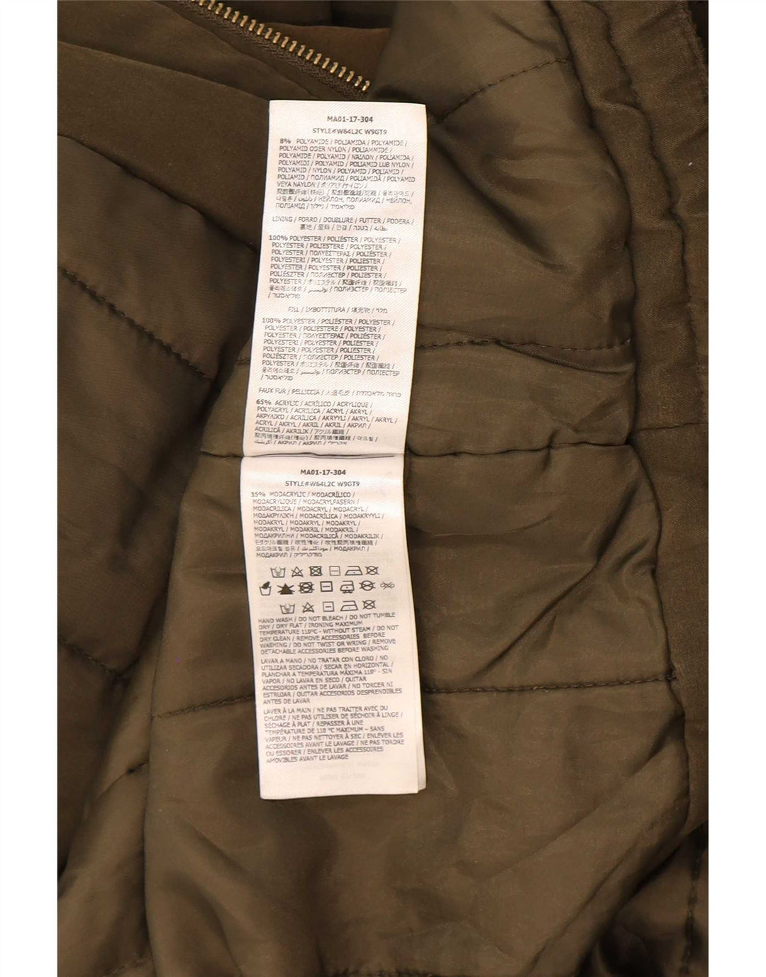 Guess Veste Parka surdimensionnée à capuche pour femme UK 6 XS Kaki Polyester