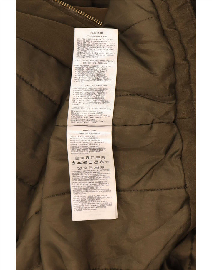 Guess Veste Parka surdimensionnée à capuche pour femme UK 6 XS Kaki Polyester