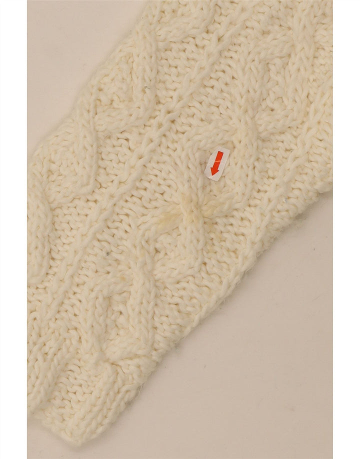 VINTAGE Pull col roulé femme UK 16 Large Off White