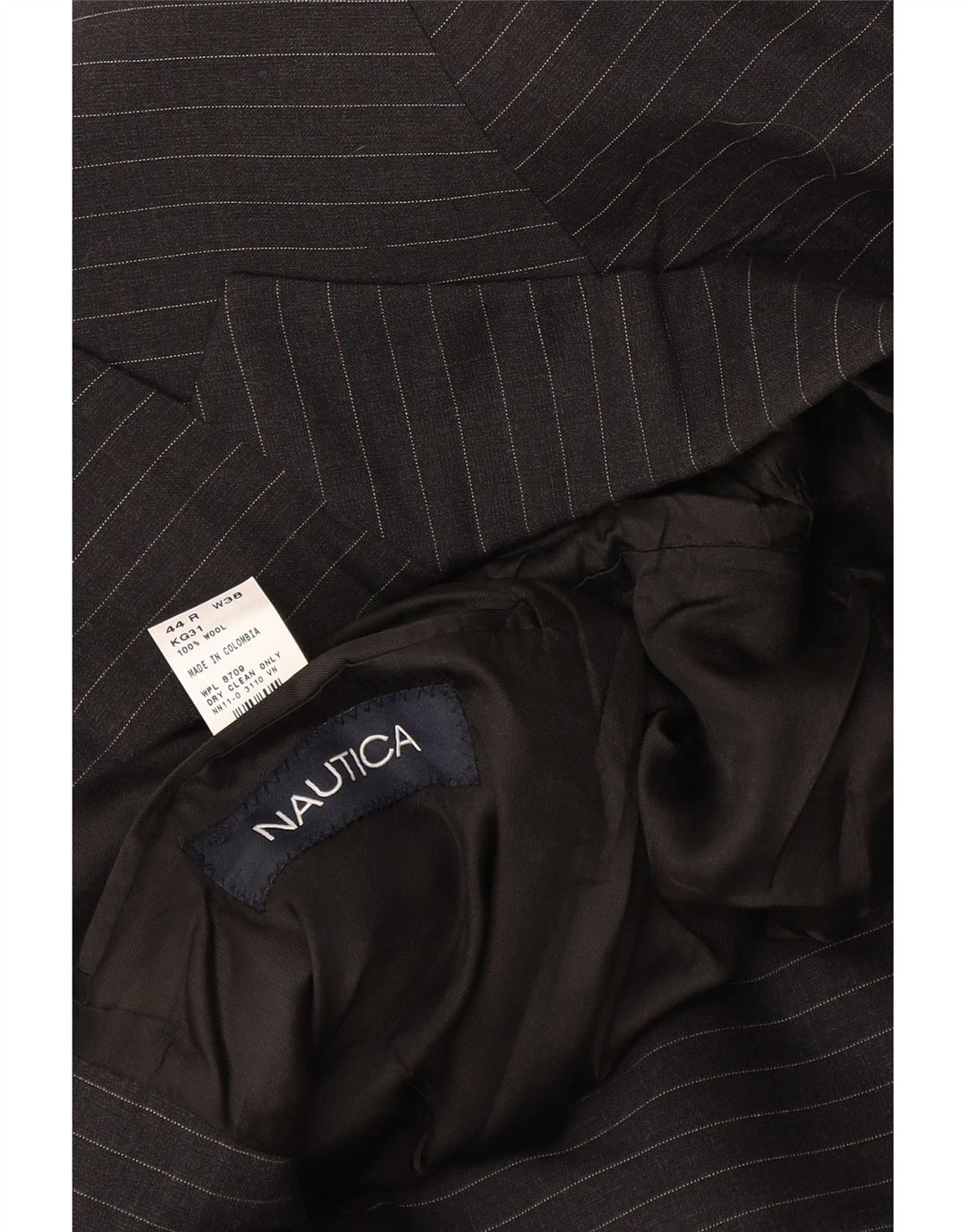 Nautica Veste blazer à 3 boutons pour homme UK 44 2XL Laine à fines rayures noires