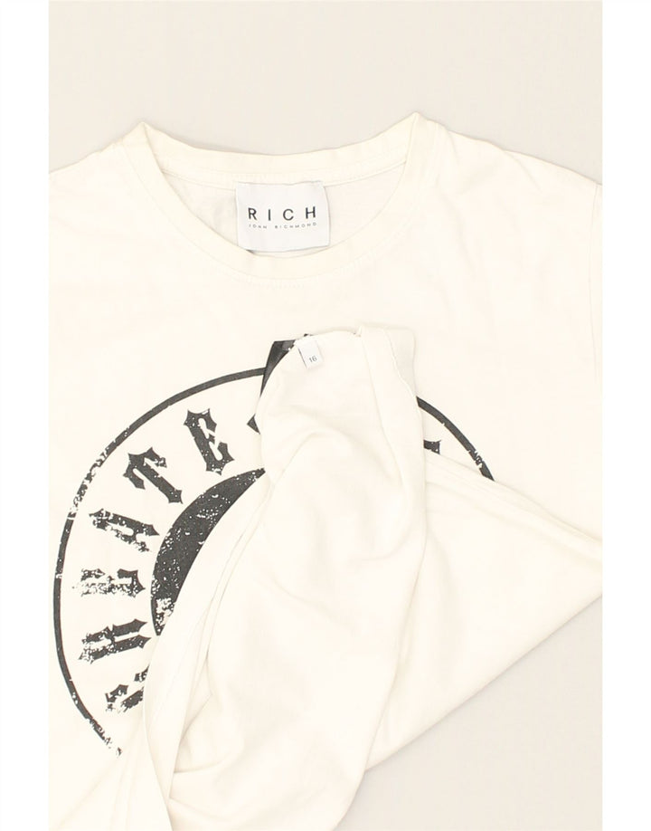 RICHMOND Boys Graphic T-Shirt Top 15-16 Years White Cotton | Vintage Richmond | Thrift | Second-Hand Richmond | Used Clothing | Messina Hembry 