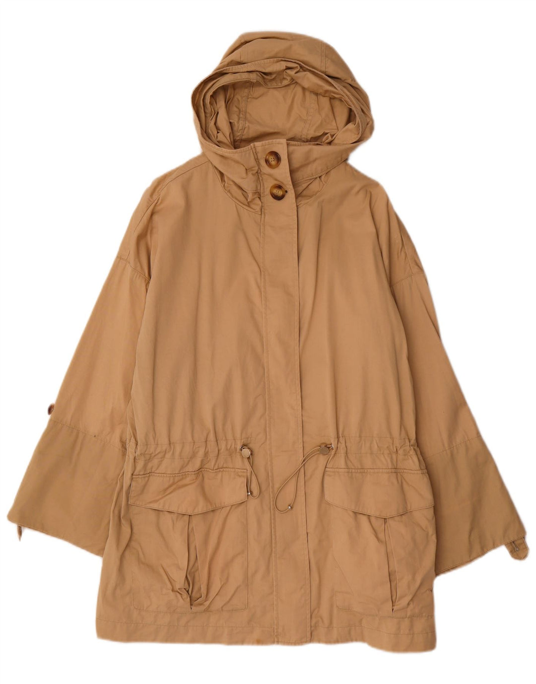 MASSIMO DUTTI Veste Parka à Capuche Femme UK 14 Coton Beige Moyen