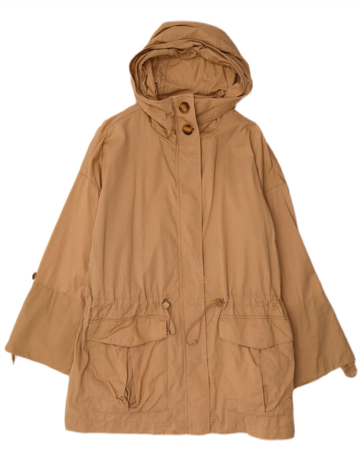 MASSIMO DUTTI Veste Parka à Capuche Femme UK 14 Coton Beige Moyen