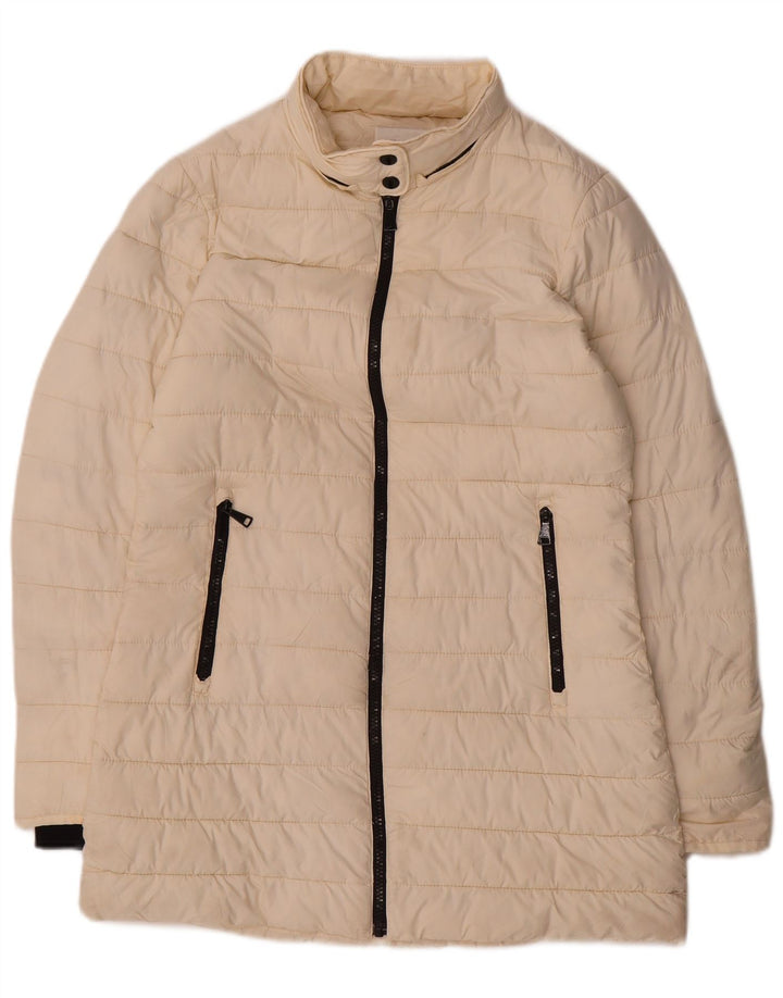 Zara Manteau rembourré pour femme UK 10 Small Polyester blanc cassé