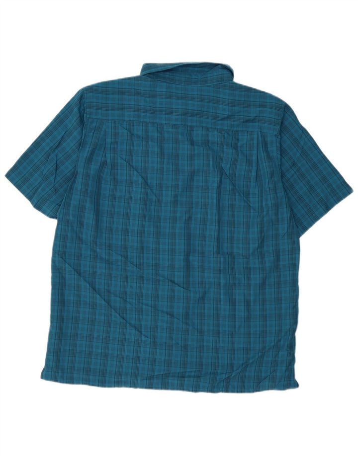 Eddie Bauer Chemise à manches courtes pour homme en polyester à grands carreaux bleus