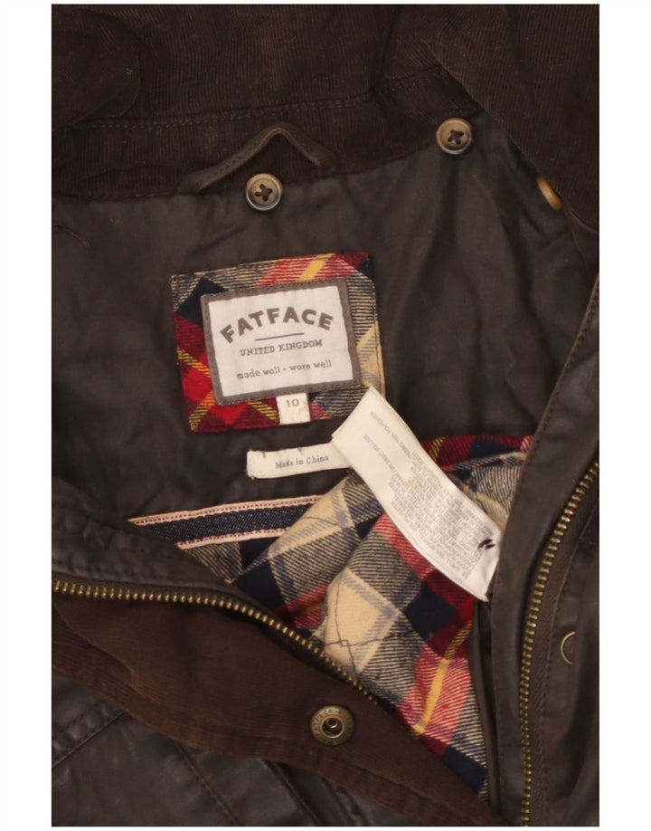 FAT FACE Veste surdimensionnée en coton ciré pour femme UK 10 Petit coton marron
