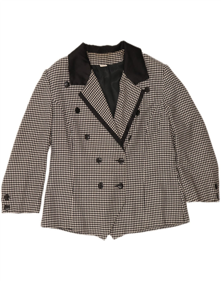 VINTAGE Womens Double Breasted Blazer Jacket IT 52 2XL Black Houndstooth Vintage Vintage and Second-Hand Vintage from Messina Hembry 