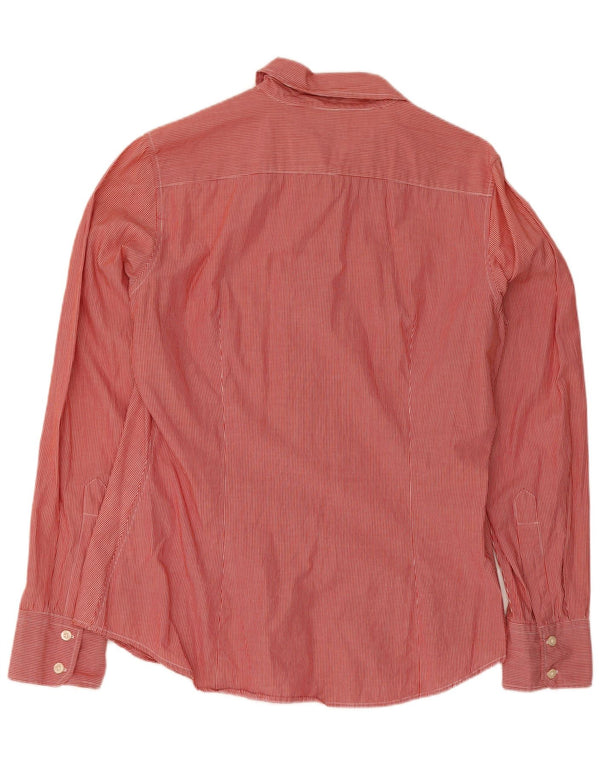 Benetton Chemise Femme UK 18 XL Coton à fines rayures rouge