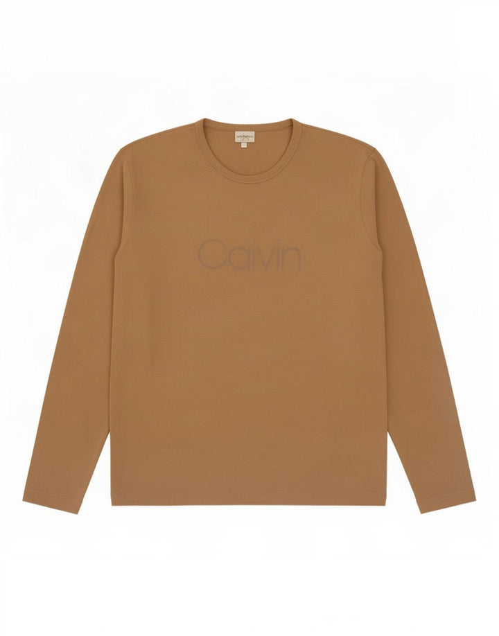 Calvin Klein Haut graphique à manches longues pour hommes, grand beige