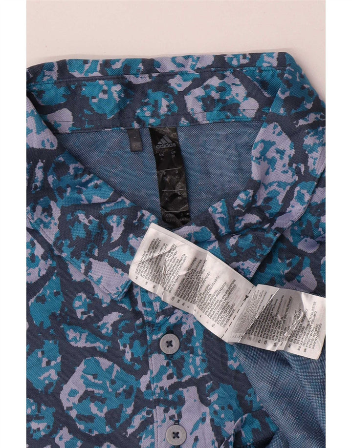 Adidas Polo à motif abstrait pour homme XL Bleu Polyester