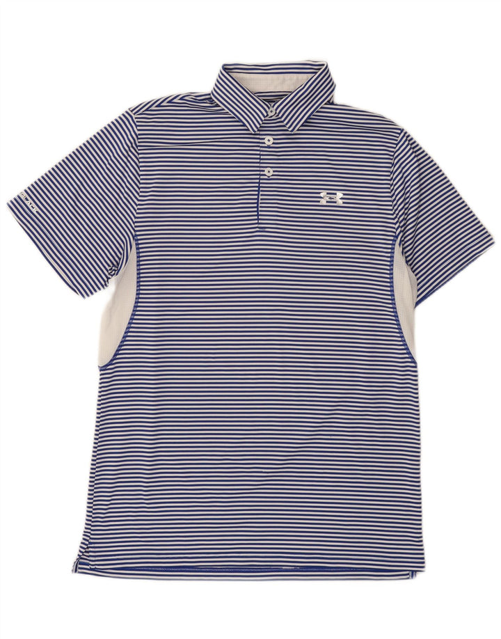 Under Armour Polo Heat Gear Homme Bleu Moyen Fines Rayures Polyester