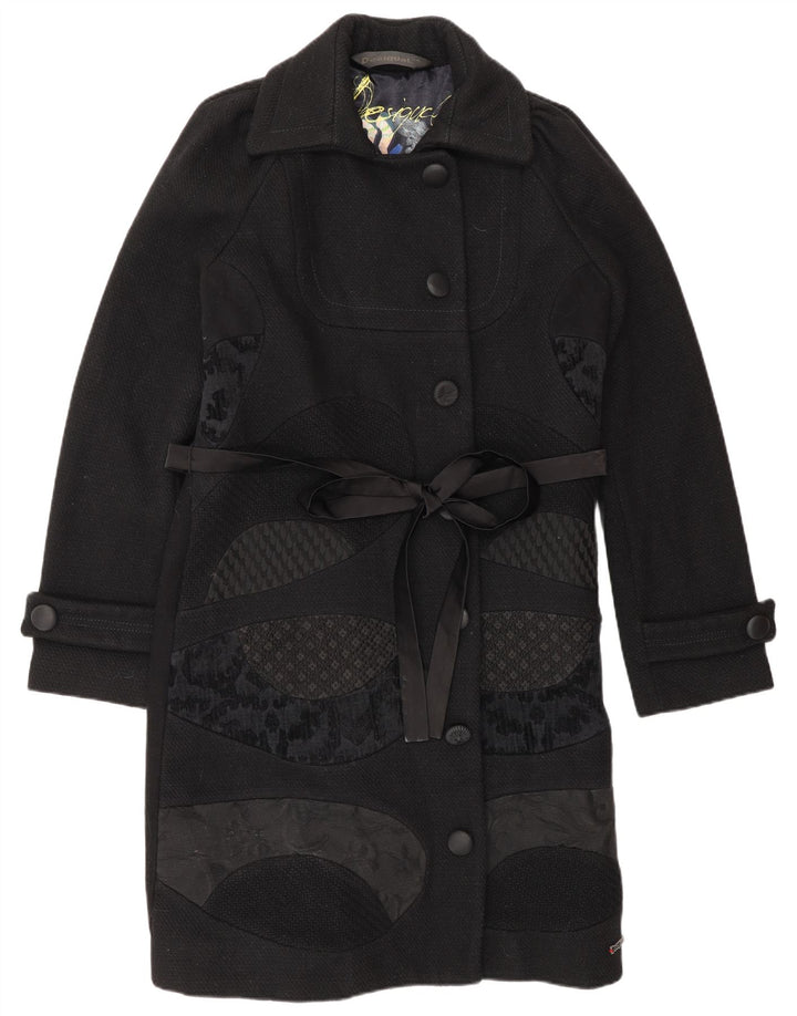 Desigual Manteau Femme EU 44 XL Laine Florale Noire
