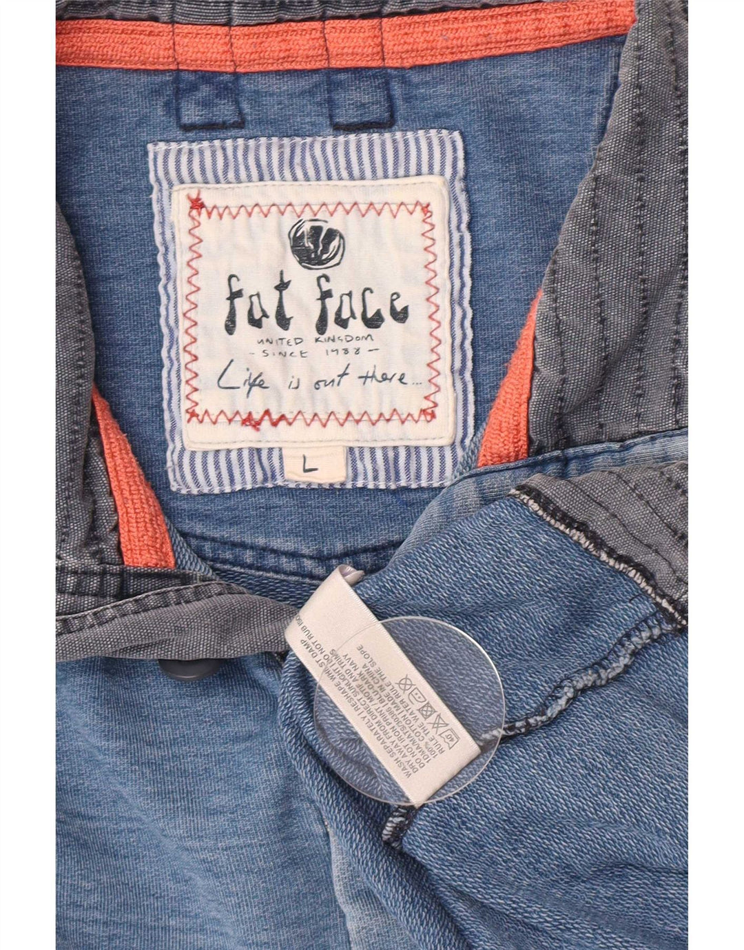 Fat Face Sweat-shirt à col boutonné pour homme en coton à fines rayures bleues