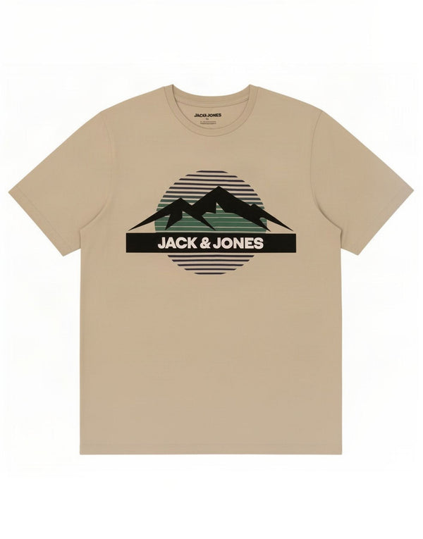 Jack & Jones T-Shirt Graphique Homme Blanc Cassé Moyen Coton