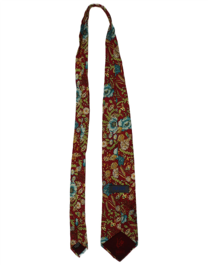 Kenzo Cravate pour homme Taille unique en soie florale bordeaux