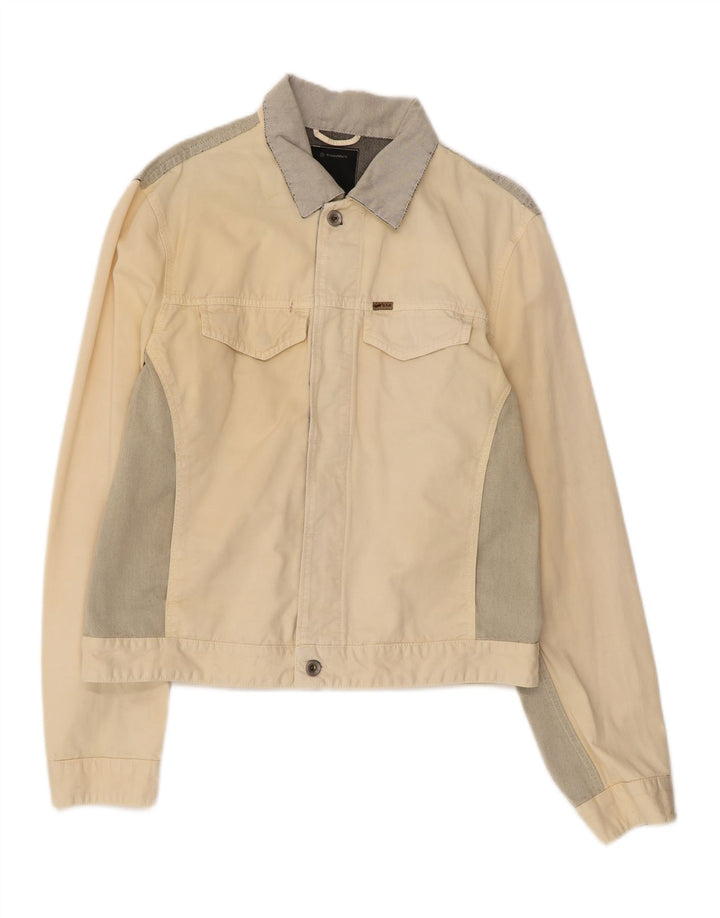 GAS Veste en jean pour femme UK 18 XL Blanc cassé Colourblock