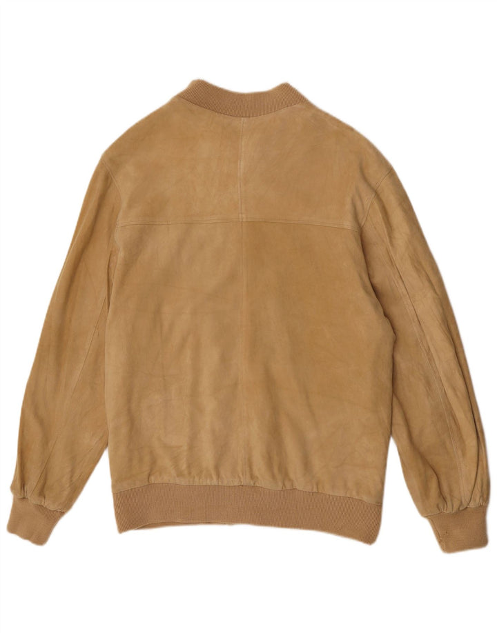vintage Mens Suede Bomber Jacket UK 38 Beige Moyen