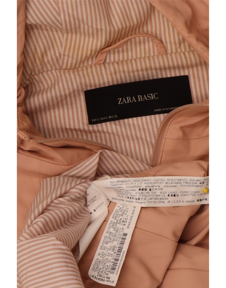 Zara Femme Imperméable À Capuchon UK 10 Petit Rose Polyuréthane