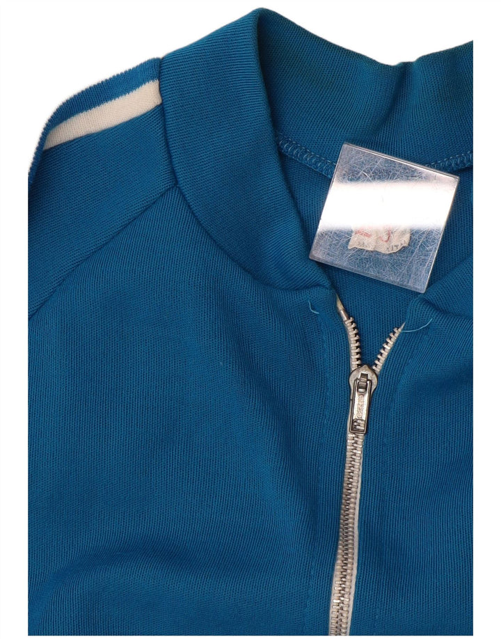 vintage Mens Survêtement Top Veste Acrylique Bleu Moyen