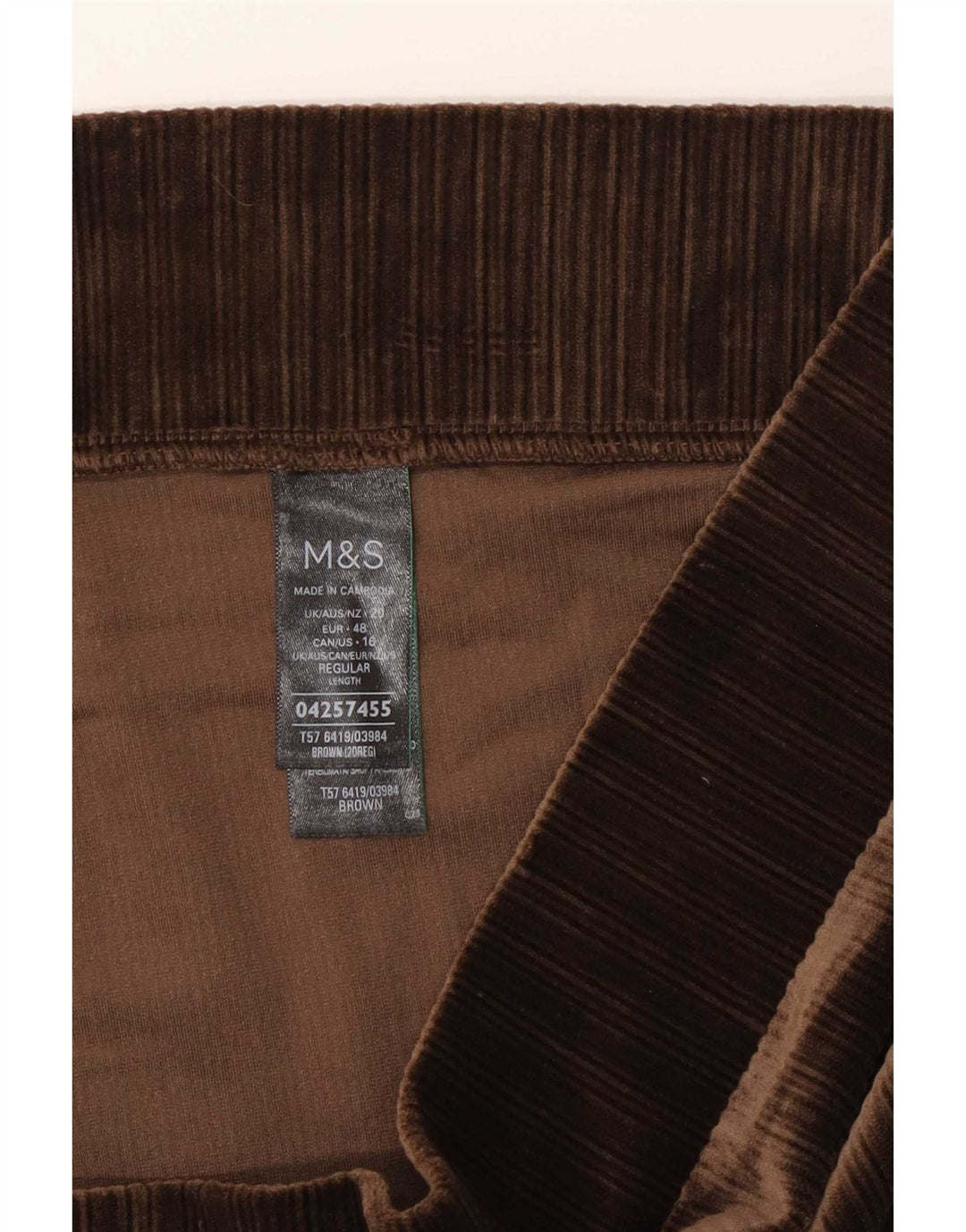 Marks & Spencer Leggings en velours pour femme UK 20 2XL Marron Polyester