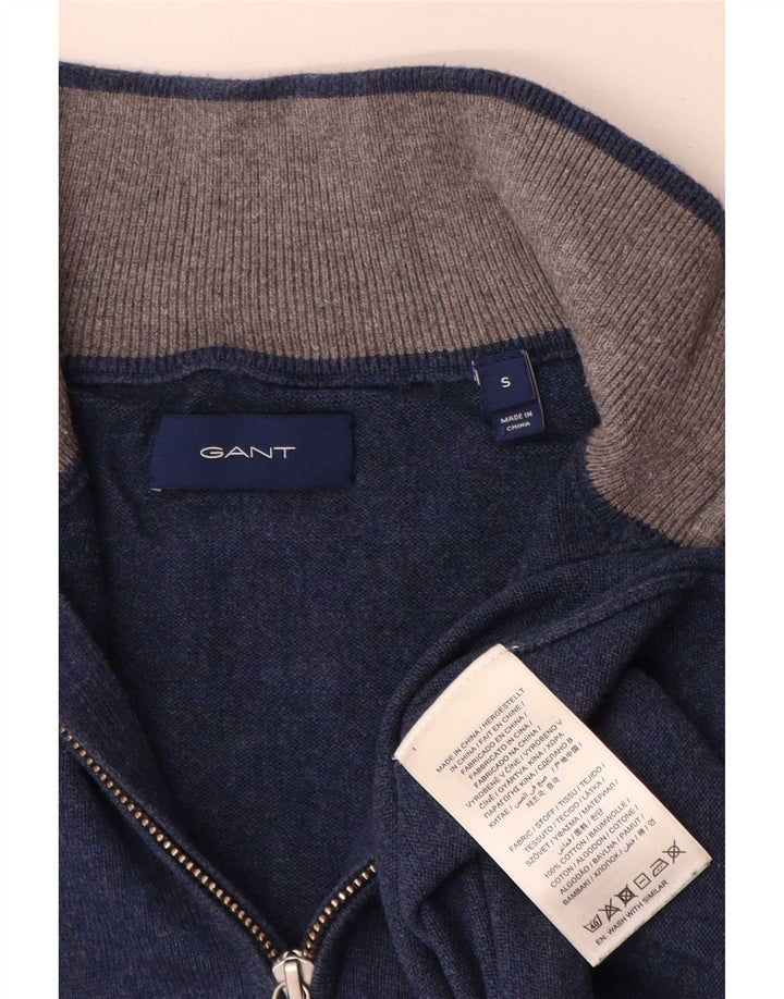 Gant Homme Pull Col Zippé Petit Bleu Coton